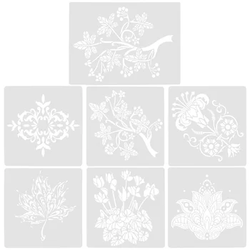 7 Шт. Шаблон для рисования цветов Компактные трафареты для растений, украшающие цветы, аксессуары для домашних животных, многоразовые шаблоны небольшого размера