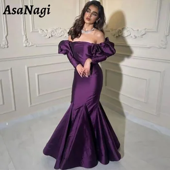 AsaNagi С Открытыми Плечами, Атласные Платья Для Выпускного Вечера, Женское Вечернее Платье 