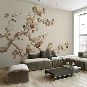 beibehang 2017 новый простой китайский фон для телевизора с ручной росписью цветов и птиц, изготовленные на заказ большие фресковые обои papel de parede