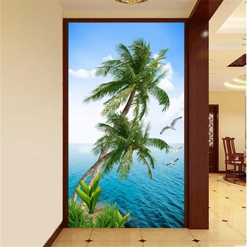 beibehang 3D Реалистичные кокосовые пальмы с выходом в море фреска для гостиной обои papel de parede фотообои