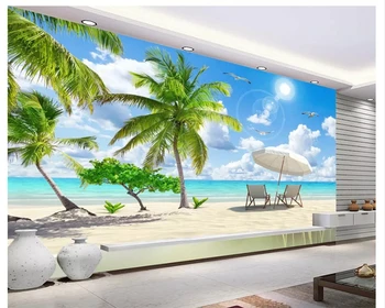 beibehang Fashion декоративная живопись обои морской пейзаж кокосовая пальма пейзажная живопись фон гостиной 3D обои