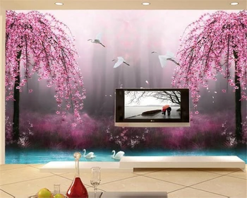 beibehang HD Dream Fairyland Цветок персика 3D ТВ фон настенные фрески Фон гостиной украшение стен 3D обои