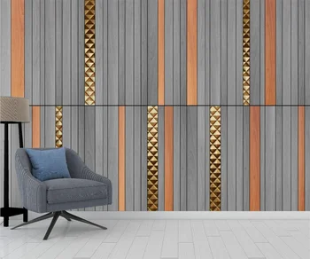 beibehang Пользовательские скандинавские геометрические квадраты 3D персонализированные деревянные доски Простая геометрия Деревянный фон обои для стен