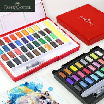 Faber-Castell 24/36 Цветов, Набор однотонных акварельных красок, Креативная коробка, Портативная для начинающих Рисовать, школьные канцелярские принадлежности, художественные принадлежности