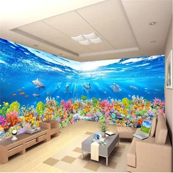 HD Обои Домашний Декор Подводный мир Киты 3D Фотообои для гостиной ТВ Фон Стены 3D Пространство Настенные фрески