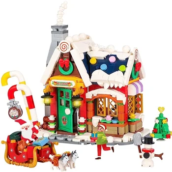 Loz 1223 Berlian Mini Jalan Blok Bangunan Rumah Natal Pohon Santa Claus Gadis Kota Batu Bata Mainan Anak Hadiah Natal