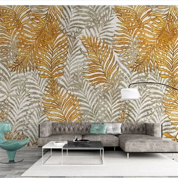 wellyu papel de parede Обои на заказ Листья тропических растений в скандинавском стиле винтажный золотой фон для телевизора настенная живопись фотопленка