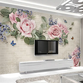 wellyu Европейская современная минималистичная ручная роспись маслом цветочная европейская стена на заказ большие настенные обои papel de parede
