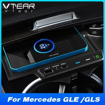 Автомобильный держатель телефона мощностью 15 Вт, беспроводное зарядное устройство для Mercedes-Benz GLE GLS 450 2022 2023, Аксессуары, Панель быстрой беспроводной зарядки, Продукт