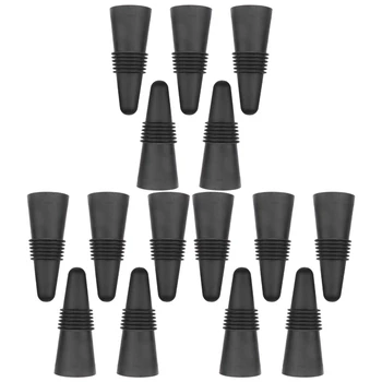 Винные пробки (набор из 15 штук), силиконовые пробки для винных бутылок и бутылок для напитков, черные