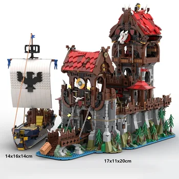 Классический ретро замок Башня из волчьей стаи, средневековый корабль, строительные блоки, строительные игрушки для детей, подарки