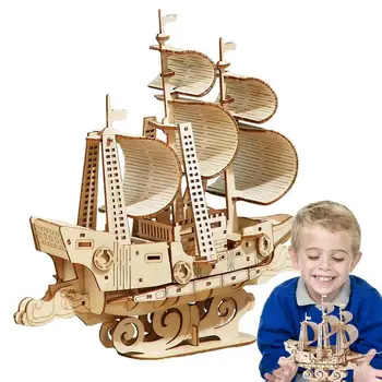 Наборы моделей лодок, судостроительная головоломка, парусная лодка, набор моделей деревянных поделок, подарок на день рождения для девочек и мальчиков