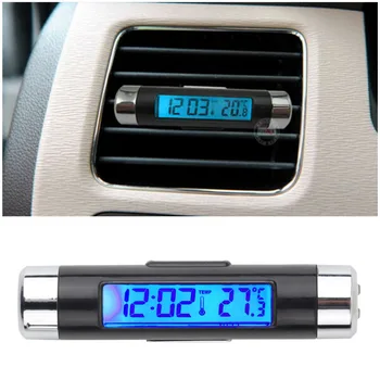 Новый 2 in1 автомобильный автоматический ЖК-дисплей с цифровой подсветкой, автомобильные часы-термометр + вольтметр, хит продаж