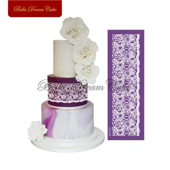 Новый трафарет для торта с цветочным кружевом, Сетчатые трафареты для свадебного торта, трафарет для рамки, форма для помадки, Инструмент для украшения торта, форма для торта