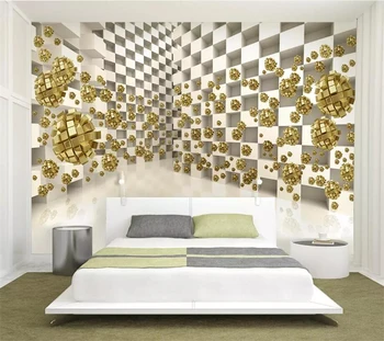 обои wellyu на заказ papel de parede Расширение трехмерного пространства золотой шар 3d фон для телевизора фотообои на стену