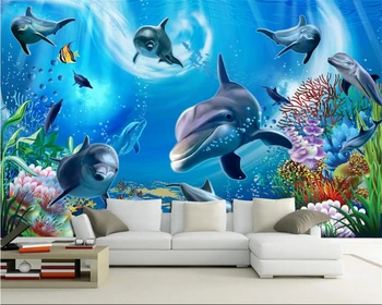 Обои на заказ Beibehang 3D Подводный мир Аквариум Детская комната Мультяшный фон Стена Гостиная Спальня ТВ Настенные обои
