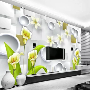 Пользовательские обои 3D стерео лилия простой ТВ фон стены гостиной роза бабочка цветок любви Фумантанг новые китайские обои
