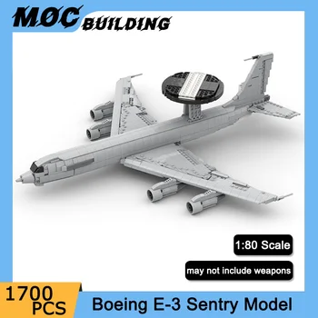 Строительные блоки MOC Boeing E-3 Sentry Air Force Aircraft Масштабная модель 1/80, Сделай САМ, Собери военный истребитель, кирпичи, Игрушки, Рождественские подарки