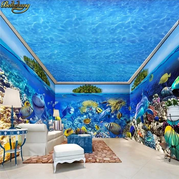 Фотообои beibehang на заказ, 3D Подводный мир, пейзаж с животными, Фон для гостиной, спальни, обои, фрески, обои